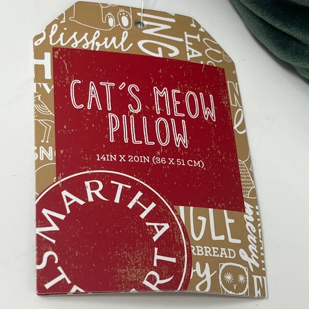 Martha Stewart Collection Cat Meow Pillow Green Velvet Accent Decorative Throw